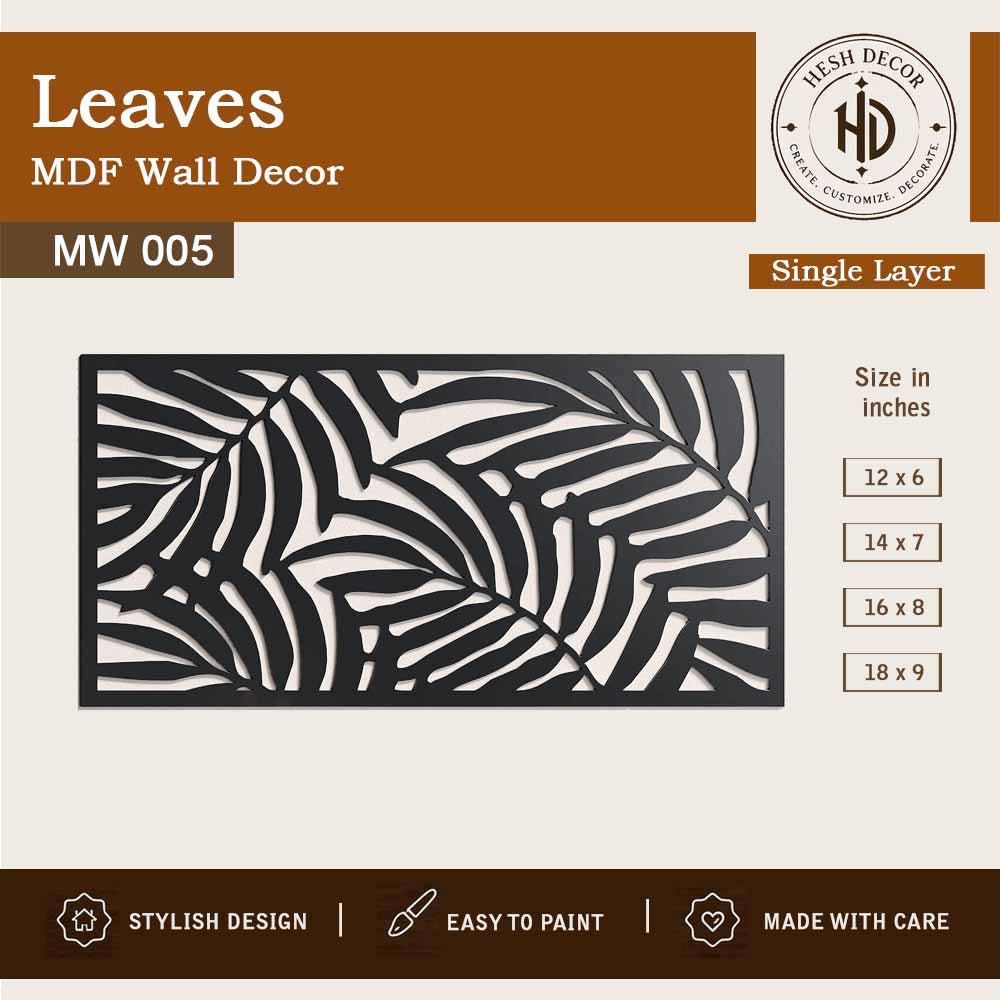 Leaves MDF wall decor wooden laser cut tropical leaf design for modern home decoration