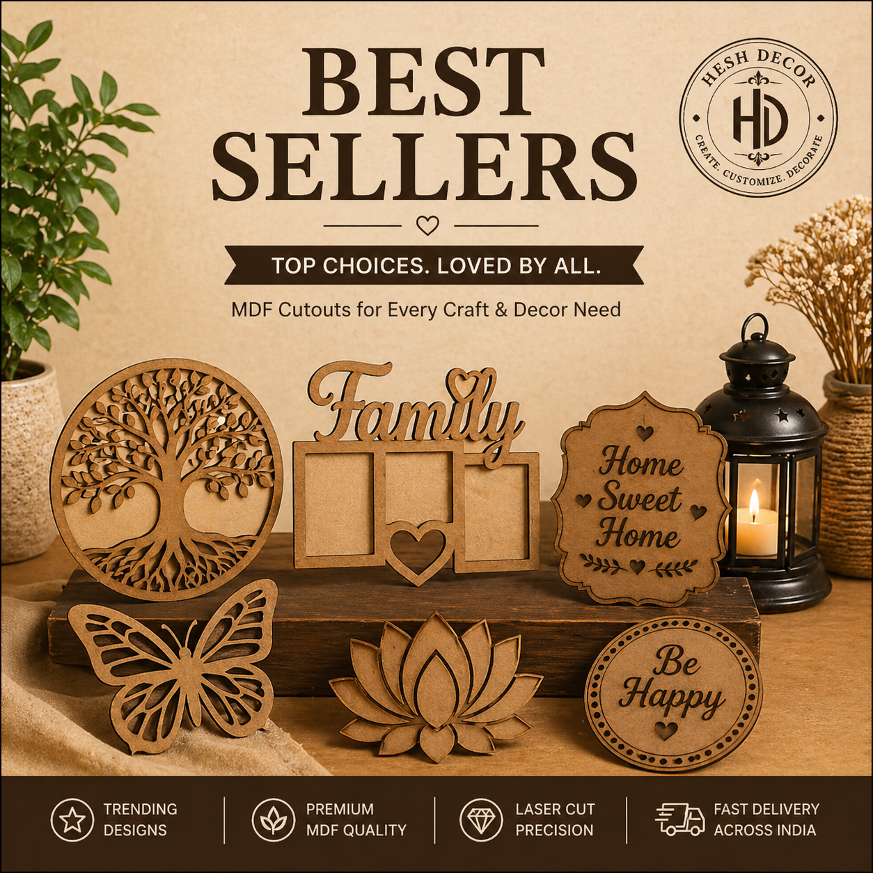 best selling MDF cutouts and DIY craft materials in India
