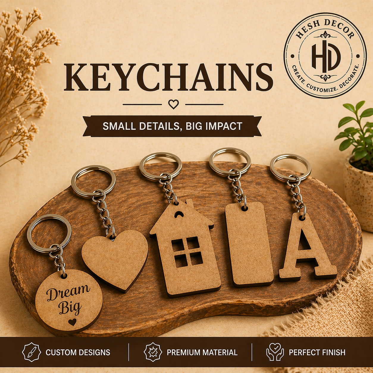 MDF & Acrylic Keychains Blanks & Custom