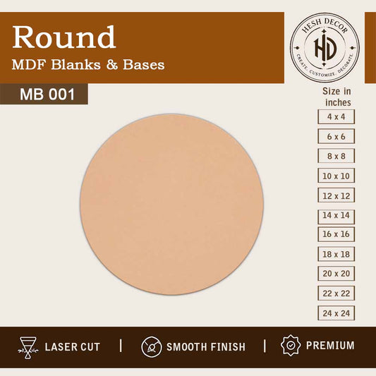 Round MDF Blank Cutout for DIY Painting & Craft (3mm) - MB 001