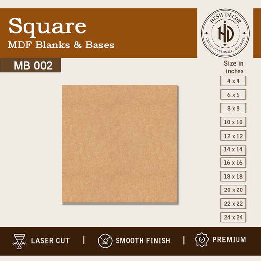 Square MDF board blank for DIY painting and resin art with smooth finish