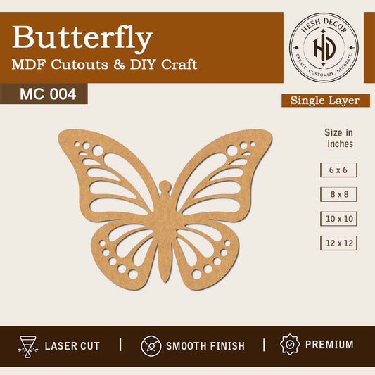 Butterfly MDF cutout design laser cut wooden craft base for DIY painting and decoration