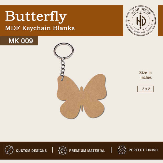 Butterfly MDF Keychain Blank 2x2 Inch for DIY Crafts India