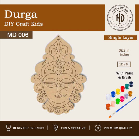 Durga MDF DIY craft kit with paint and brush for kids festive painting activity