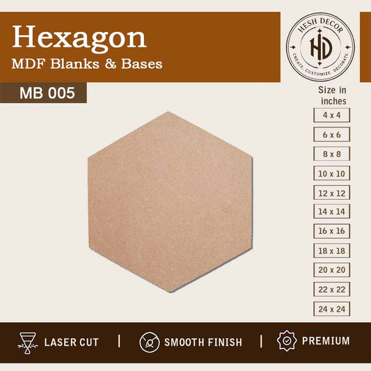 Hexagon MDF cutout base for DIY craft painting resin art and wall decor