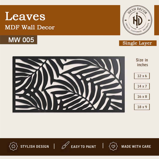 Leaves MDF wall decor wooden laser cut tropical leaf design for modern home decoration