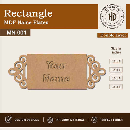 Rectangle MDF name plate double layer custom wooden door name board design