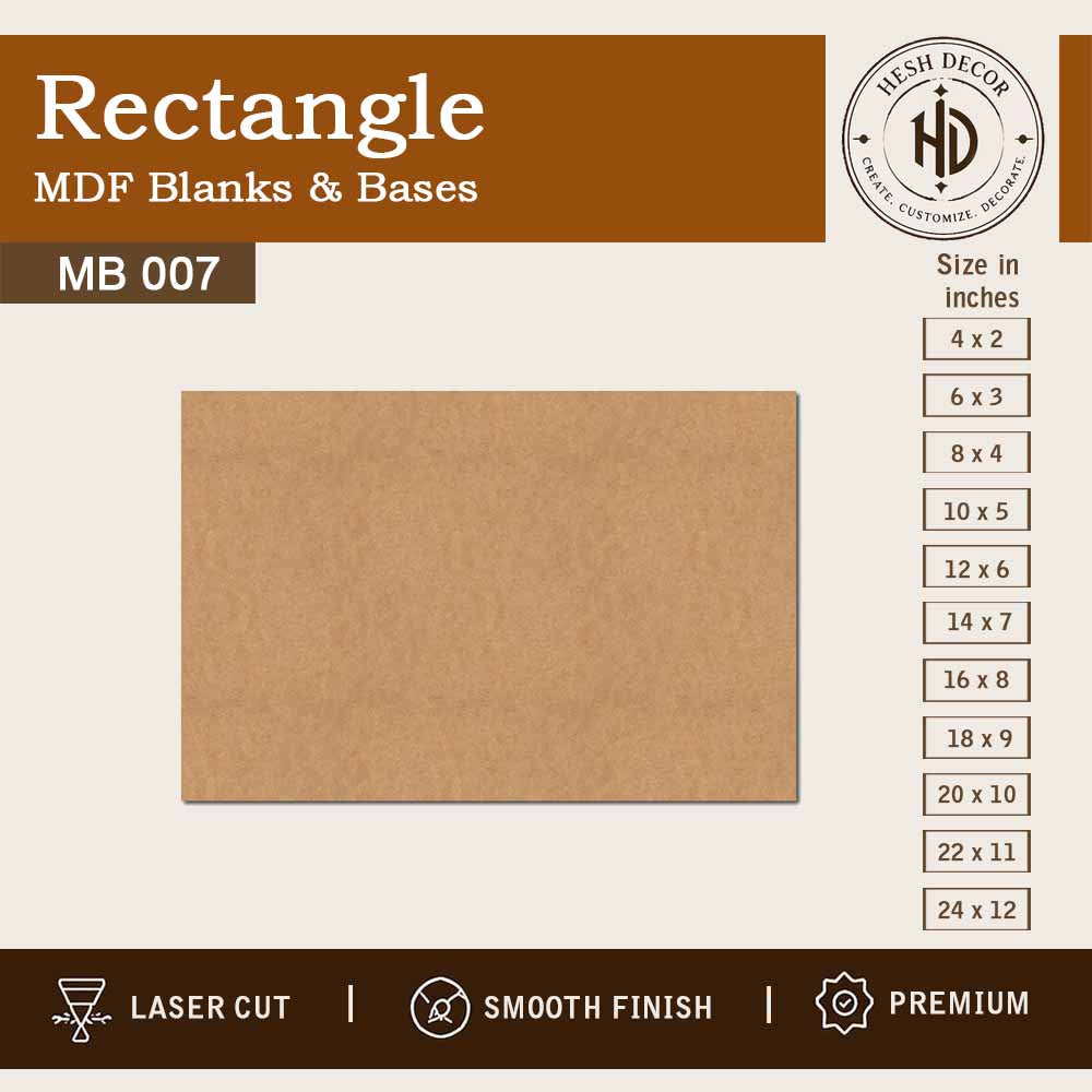 Rectangle MDF cutout base for DIY craft painting signage and wall decor