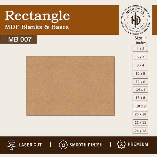 Rectangle MDF cutout base for DIY craft painting signage and wall decor