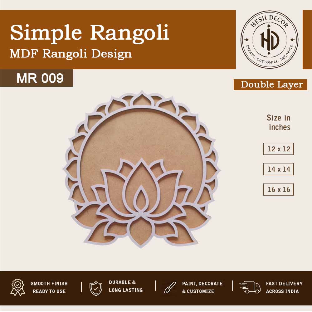 Simple lotus double layer MDF rangoli design