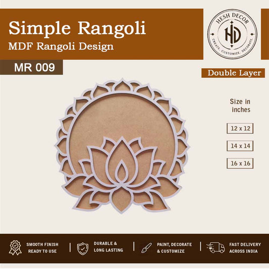 Simple lotus double layer MDF rangoli design