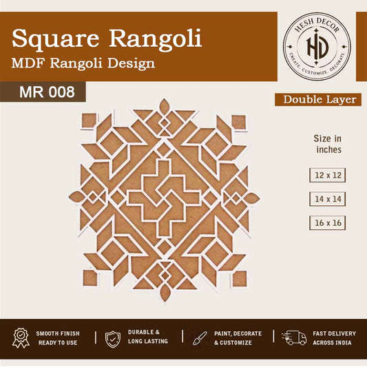 Double layer square rangoli MDF design